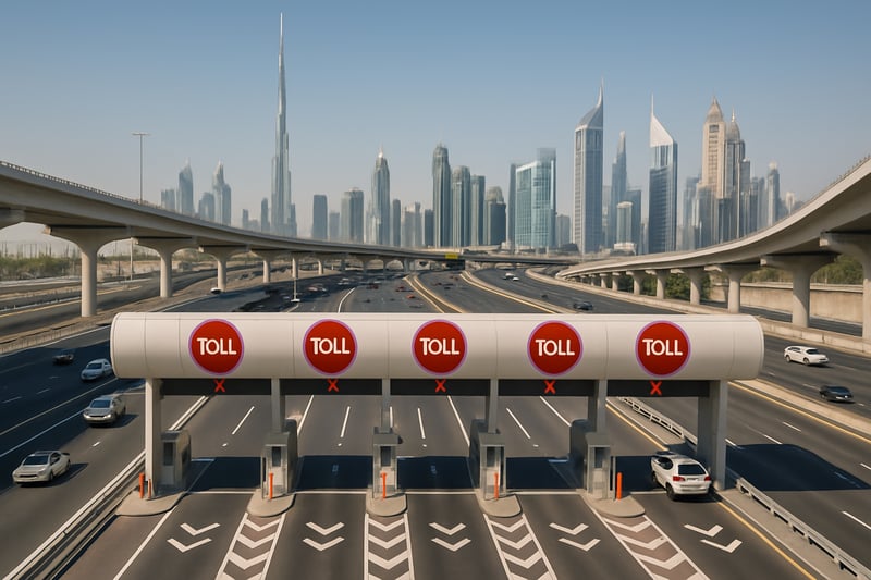 Modern toll road infrastructure in Dubai Modern toll road infrastructure in Dubai
